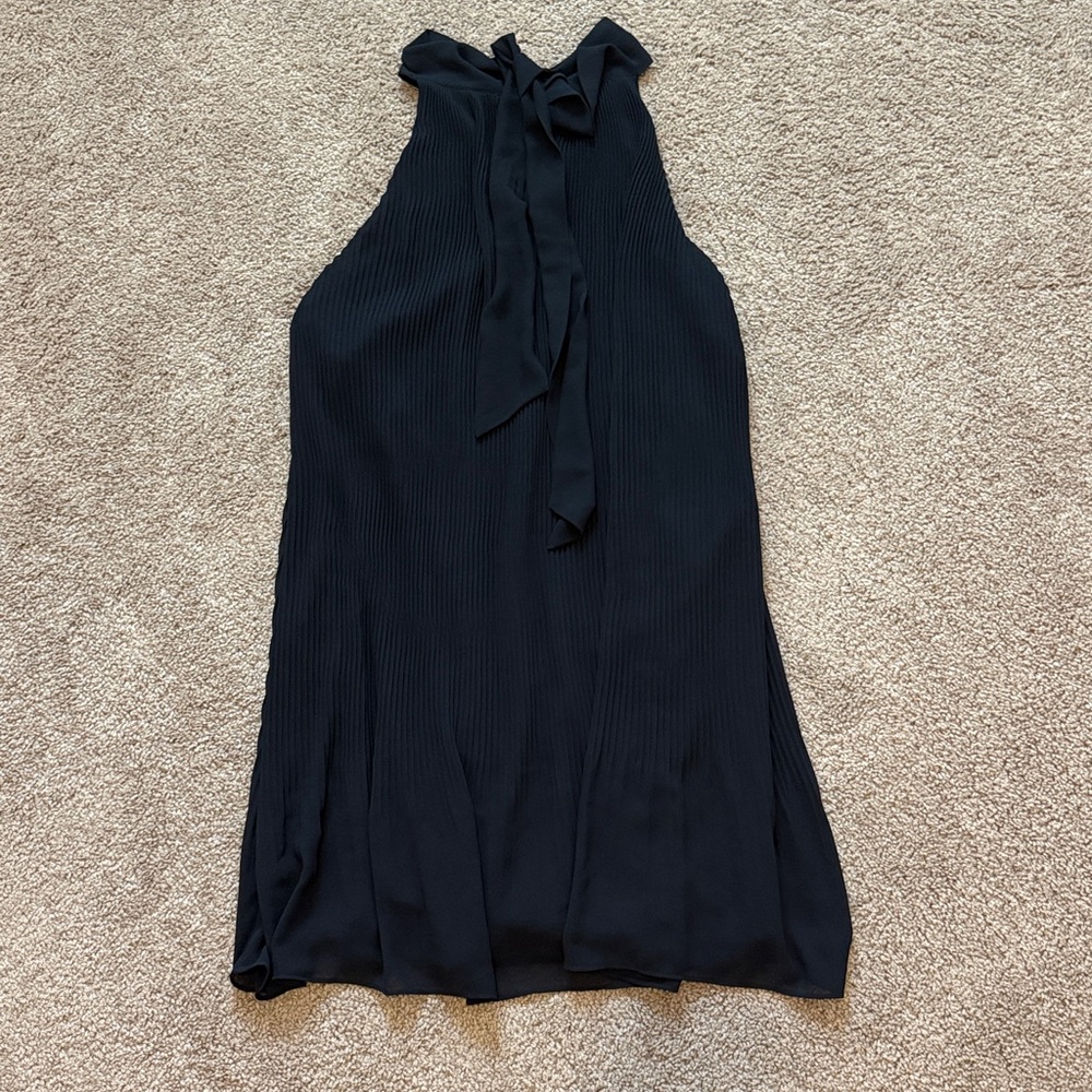 Navy High Neck Dress with Bow Back - Size Large